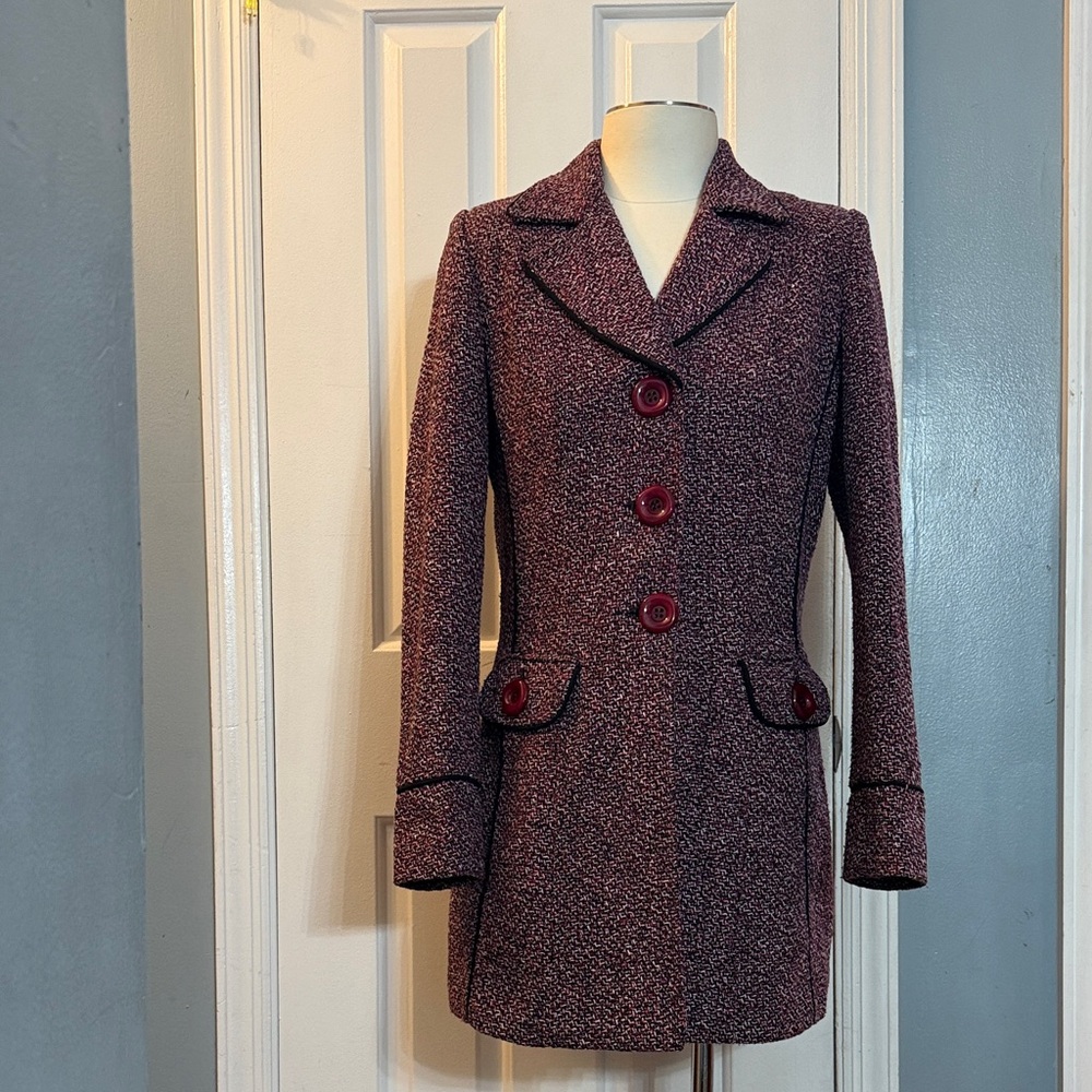 Chic Women's Tweed Blazer - Burgundy